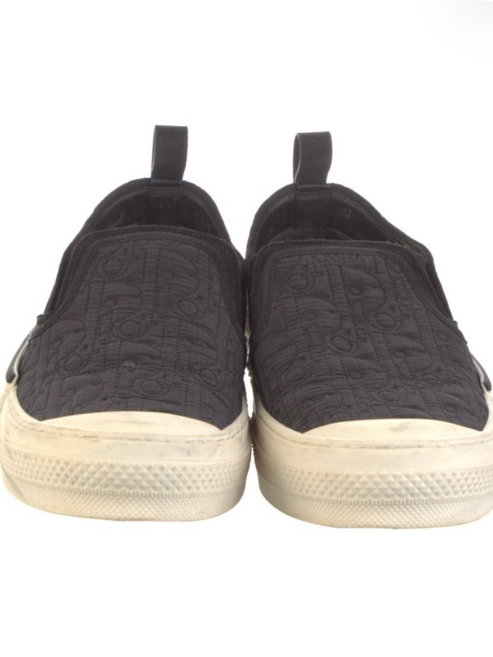 Dior Black Quilted Slip-On Sneakers with White Sole